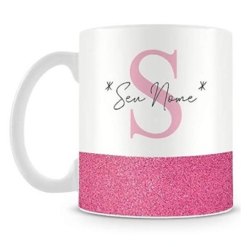 Brindes Promcionais - Caneca de Cerâmica personalizada com tarja de Glitter